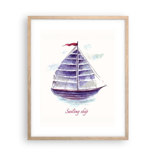 Poster in cornice rovere chiaro - Gonfie vele e mare calmo - 40x50 cm