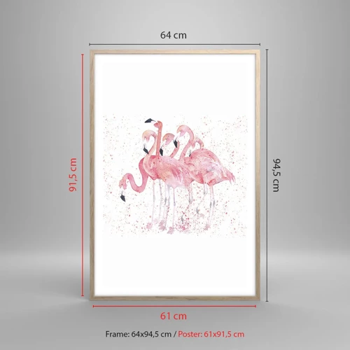 Poster in cornice rovere chiaro - Gruppo in rosa - 61x91 cm