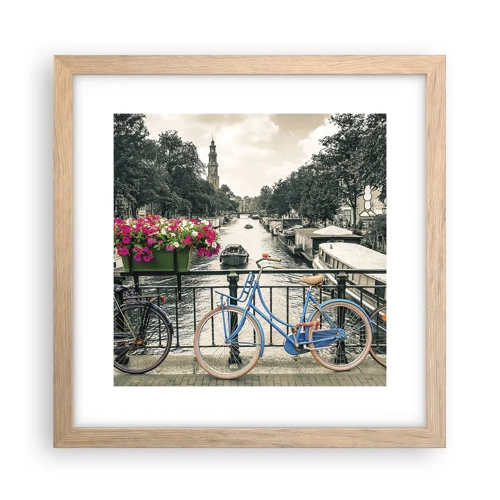 Poster in cornice rovere chiaro - I colori delle strade di Amsterdam - 30x30 cm