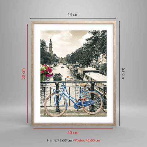 Poster in cornice rovere chiaro - I colori delle strade di Amsterdam - 40x50 cm