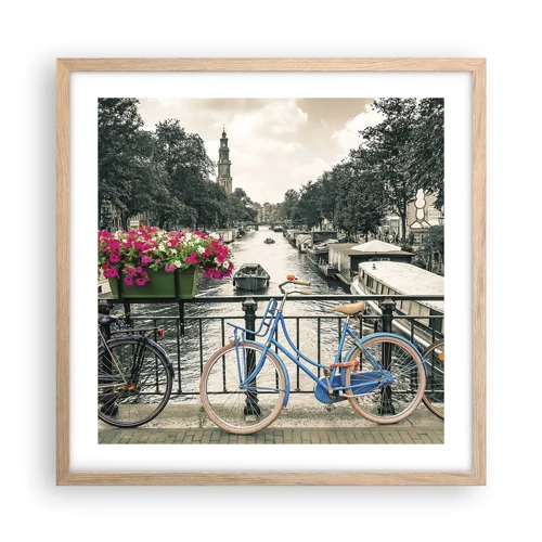 Poster in cornice rovere chiaro - I colori delle strade di Amsterdam - 50x50 cm