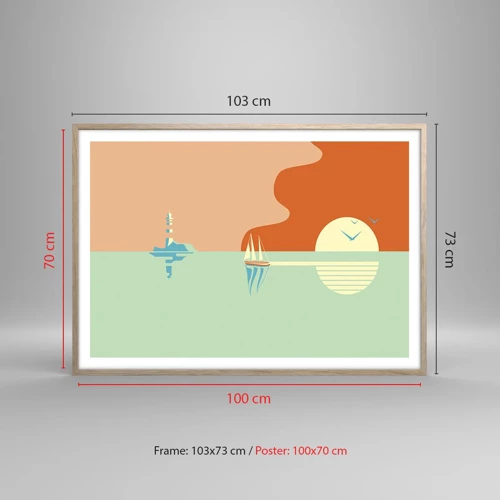 Poster in cornice rovere chiaro - Ideale paesaggio marittimo - 100x70 cm