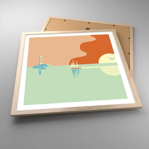Poster in cornice rovere chiaro - Ideale paesaggio marittimo - 50x50 cm