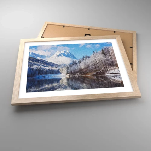 Poster in cornice rovere chiaro - Il custode innevato - 40x30 cm