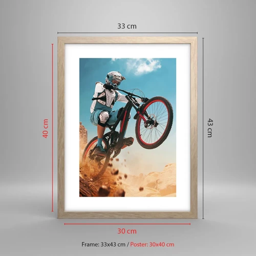 Poster in cornice rovere chiaro - Il demone della follia ciclistica - 30x40 cm