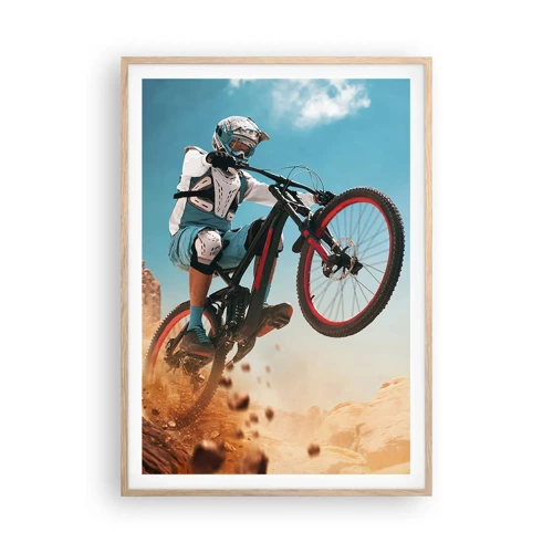 Poster in cornice rovere chiaro - Il demone della follia ciclistica - 70x100 cm