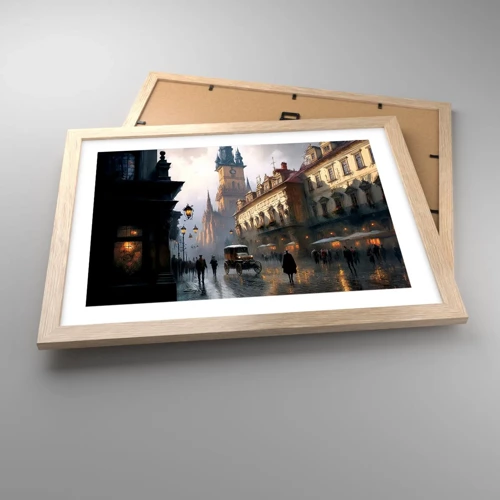 Poster in cornice rovere chiaro - Il fascino delle sere di Praga - 40x30 cm