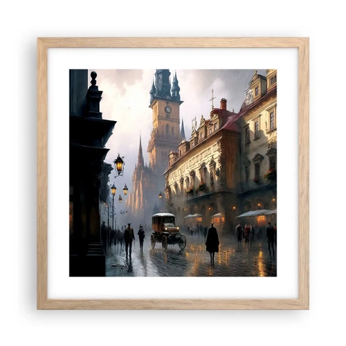 Poster in cornice rovere chiaro - Il fascino delle sere di Praga - 40x40 cm