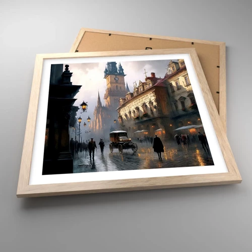 Poster in cornice rovere chiaro - Il fascino delle sere di Praga - 40x40 cm