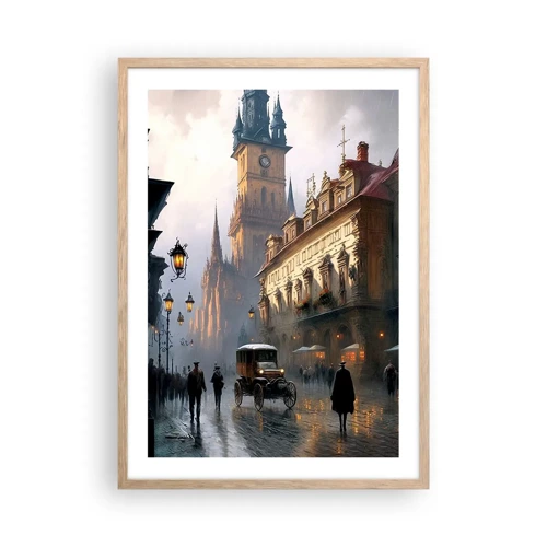 Poster in cornice rovere chiaro - Il fascino delle sere di Praga - 50x70 cm