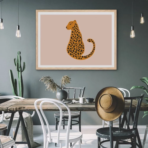 Poster in cornice rovere chiaro - Il leopardo è un motivo di moda - 70x50 cm