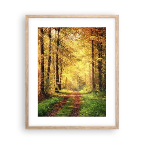 Poster in cornice rovere chiaro - Il silenzio d'oro del bosco - 40x50 cm