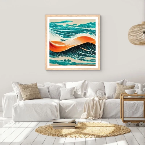 Poster in cornice rovere chiaro - Il sogno del surfista - 30x30 cm