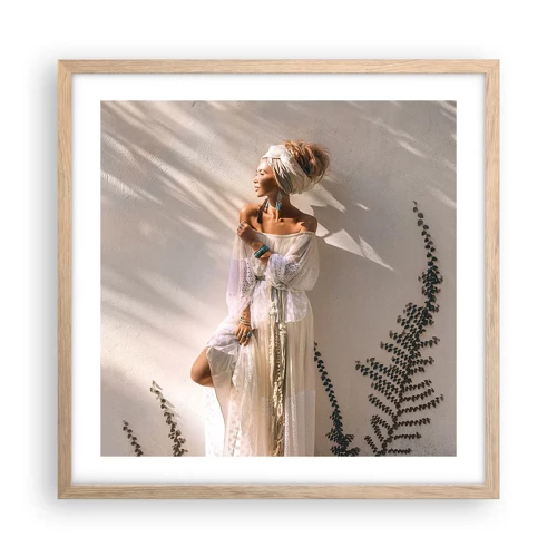 Poster in cornice rovere chiaro - Il sole e la ragazza - 50x50 cm