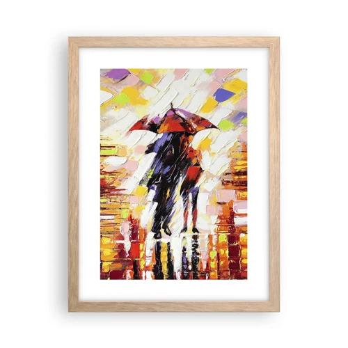 Poster in cornice rovere chiaro - Insieme nella notte e nella pioggia - 30x40 cm