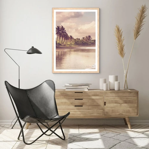 Poster in cornice rovere chiaro - La carezza delle onde - 50x70 cm