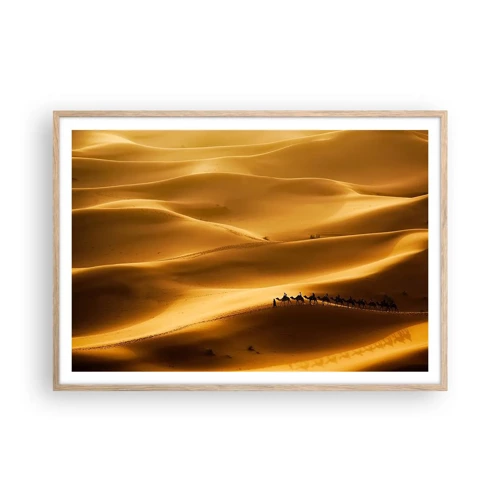 Poster in cornice rovere chiaro - La carovana sulle onde del deserto - 100x70 cm