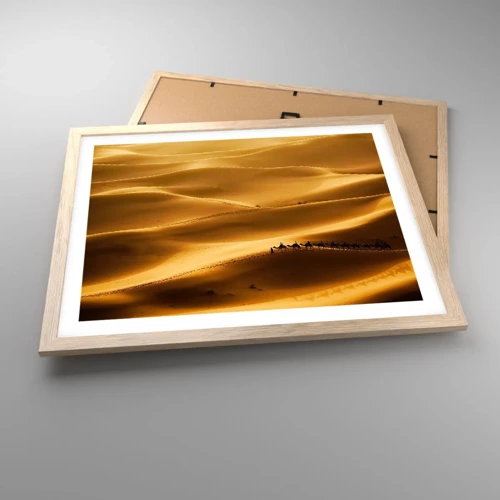 Poster in cornice rovere chiaro - La carovana sulle onde del deserto - 50x40 cm