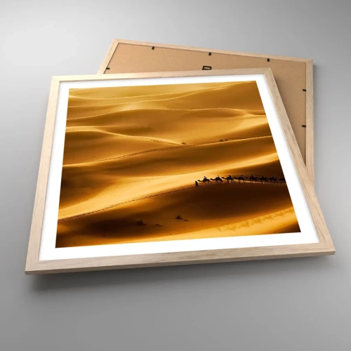 Poster in cornice rovere chiaro - La carovana sulle onde del deserto - 50x50 cm