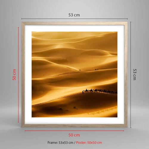 Poster in cornice rovere chiaro - La carovana sulle onde del deserto - 50x50 cm