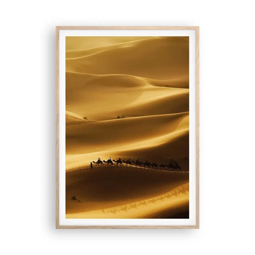 Poster in cornice rovere chiaro - La carovana sulle onde del deserto - 70x100 cm