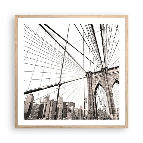 Poster in cornice rovere chiaro - La cattedrale di New York - 60x60 cm