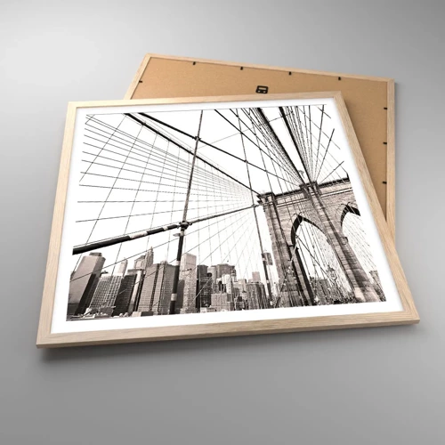 Poster in cornice rovere chiaro - La cattedrale di New York - 60x60 cm