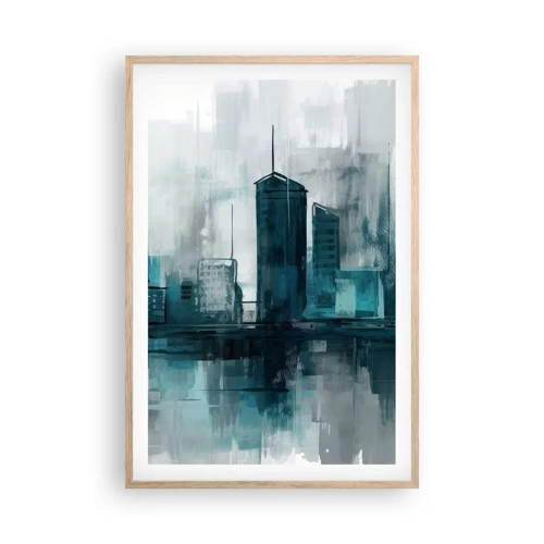 Poster in cornice rovere chiaro - La città al colore della pioggia - 61x91 cm