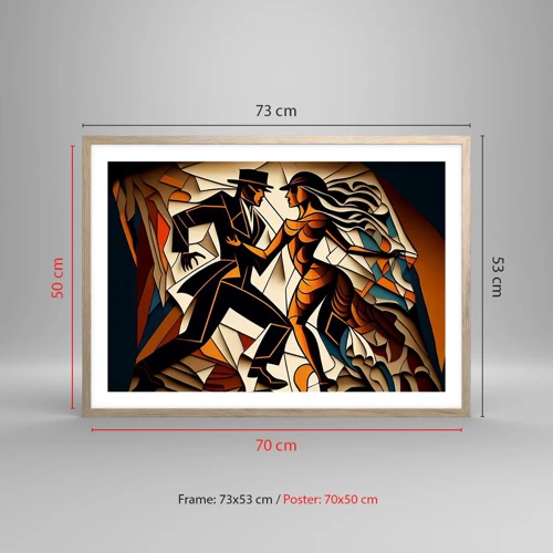 Poster in cornice rovere chiaro - La danza della passione - 70x50 cm