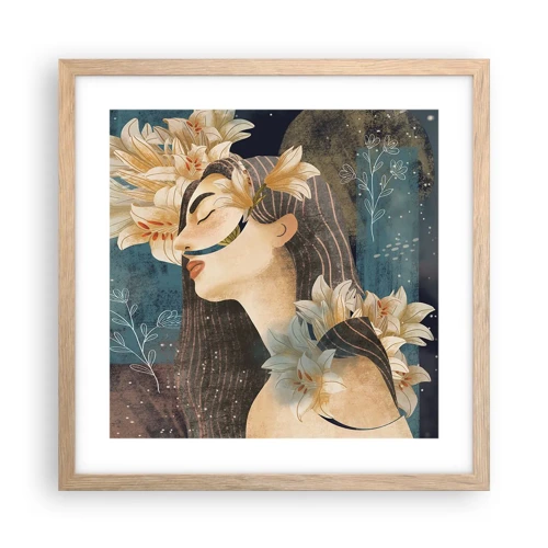 Poster in cornice rovere chiaro - La favola della principessa con i gigli - 40x40 cm