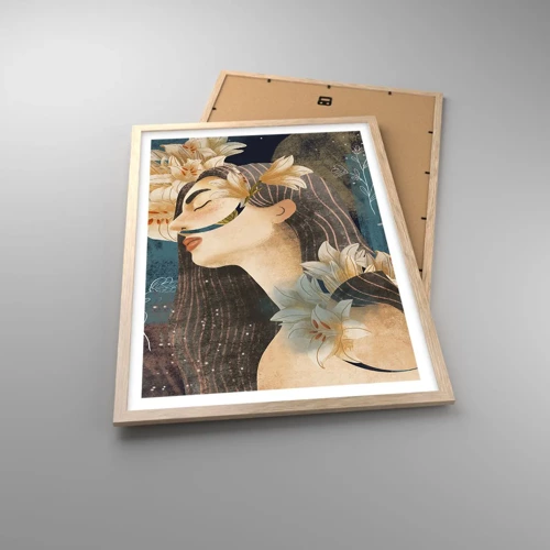 Poster in cornice rovere chiaro - La favola della principessa con i gigli - 50x70 cm
