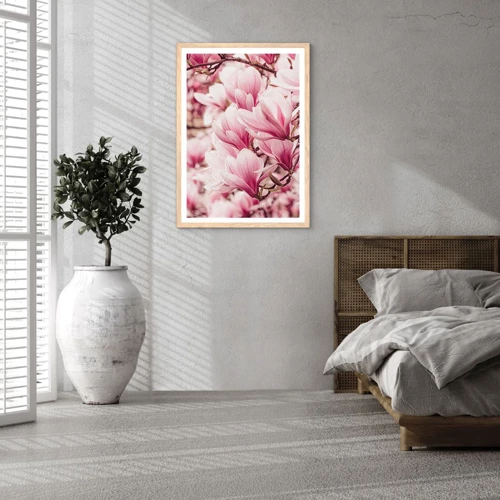 Poster in cornice rovere chiaro - La primavera è rosa - 30x40 cm