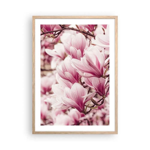 Poster in cornice rovere chiaro - La primavera è rosa - 50x70 cm