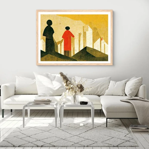 Poster in cornice rovere chiaro - La strada è ancora lunga - 100x70 cm