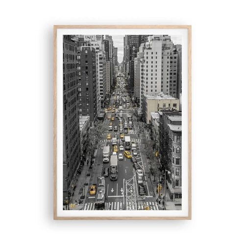 Poster in cornice rovere chiaro - La vita a New York - 70x100 cm