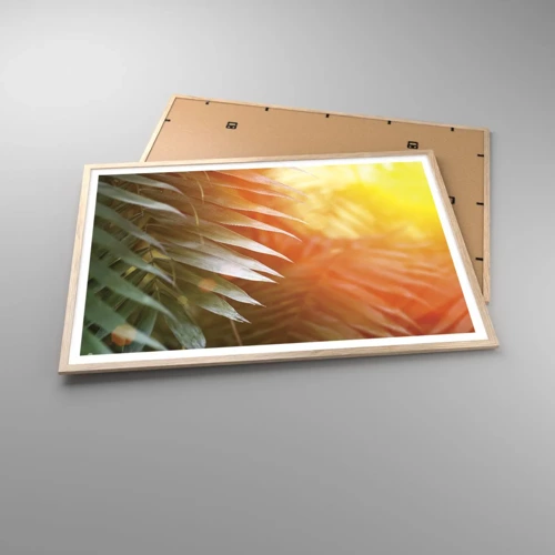 Poster in cornice rovere chiaro - L'alba nella giungla - 100x70 cm