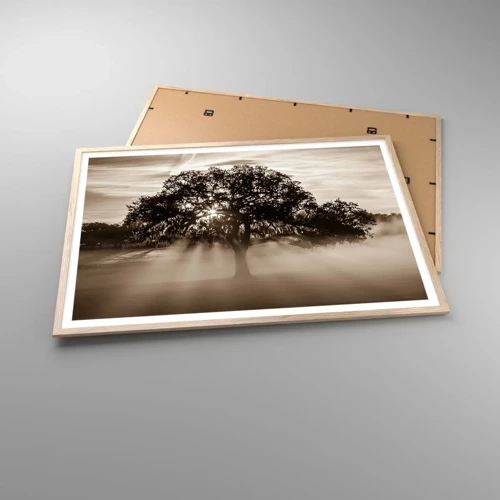 Poster in cornice rovere chiaro - L'albero delle sole buone notizie - 100x70 cm