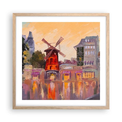 Poster in cornice rovere chiaro - Le icone di Parigi: il Moulin Rouge - 50x50 cm