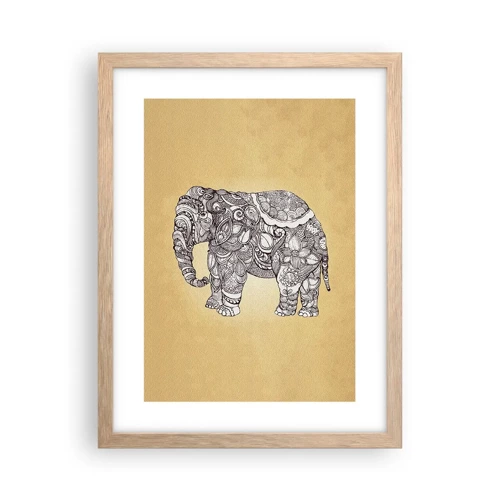 Poster in cornice rovere chiaro - L'elefante nascosto - 30x40 cm