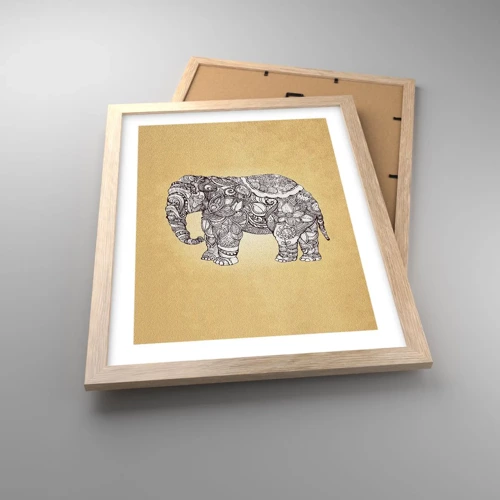 Poster in cornice rovere chiaro - L'elefante nascosto - 30x40 cm