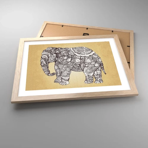 Poster in cornice rovere chiaro - L'elefante nascosto - 40x30 cm