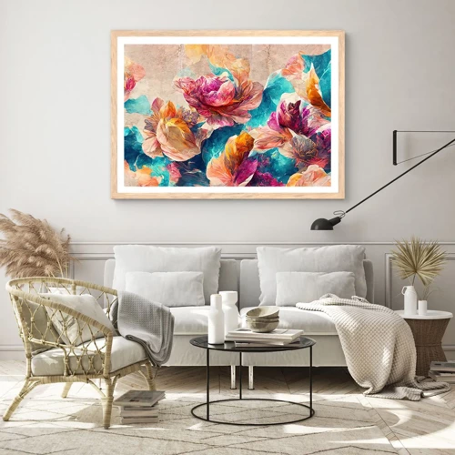 Poster in cornice rovere chiaro - Lo splendore colorato del bouquet - 40x30 cm