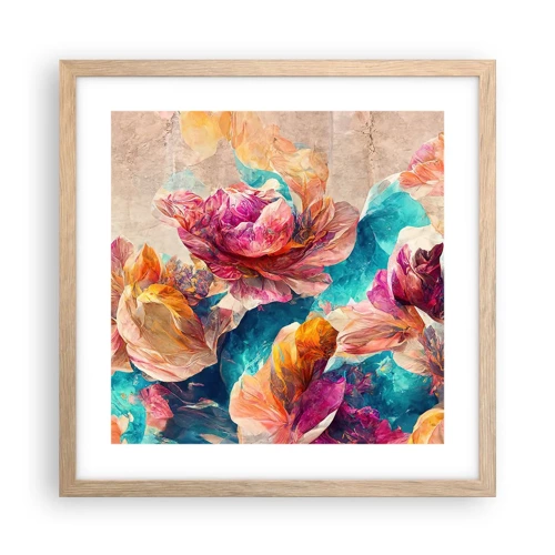 Poster in cornice rovere chiaro - Lo splendore colorato del bouquet - 40x40 cm