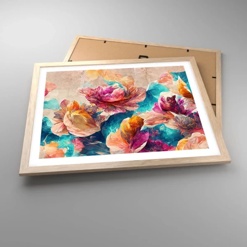 Poster in cornice rovere chiaro - Lo splendore colorato del bouquet - 50x40 cm