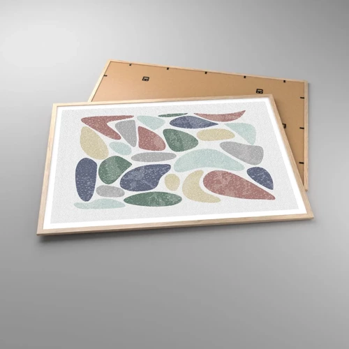 Poster in cornice rovere chiaro - Mosaico di colori incipriati - 100x70 cm