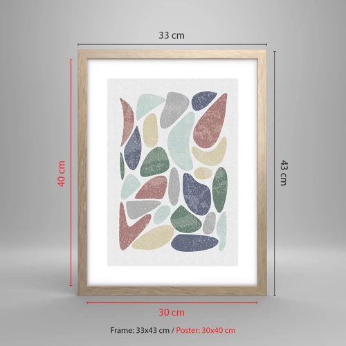 Poster in cornice rovere chiaro - Mosaico di colori incipriati - 30x40 cm