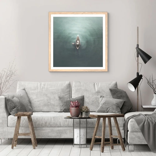 Poster in cornice rovere chiaro - Nel lago al chiaro di luna - 30x30 cm