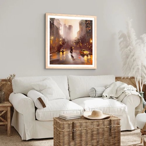 Poster in cornice rovere chiaro - Nelle luci di New York - 40x40 cm