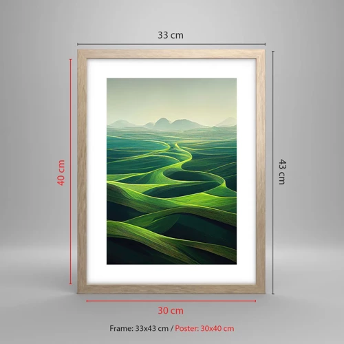 Poster in cornice rovere chiaro - Nelle valli verdi - 30x40 cm