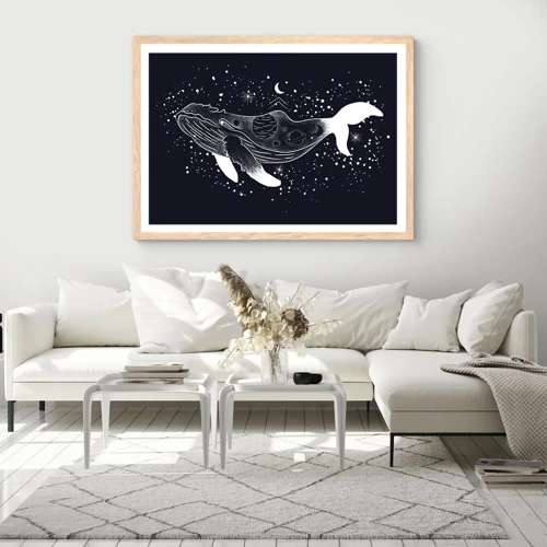 Poster in cornice rovere chiaro - Nell'oceano dell'universo - 70x50 cm